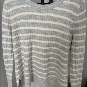Old Navy Gray and White Striped Sweater